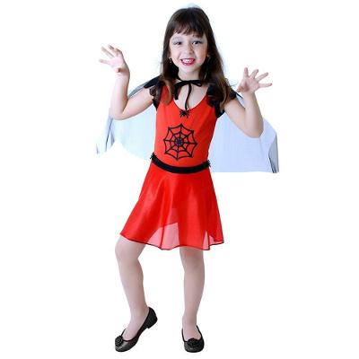 Fantasia Bruxa Aranha Vermelha Pop Infantil Tamanho M