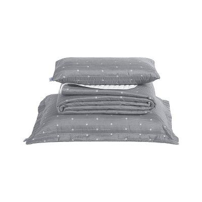 Kit Cobre Leito Solteiro 4 Peças Bordado Urbany Hipercal 400 Fios 100% Poliéster - Cinza