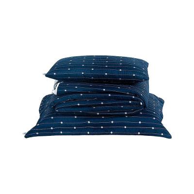 Kit Cobre Leito Solteiro 4 Peças Bordado Urbany Hipercal 400 Fios 100% Poliéster - Azul Marinho