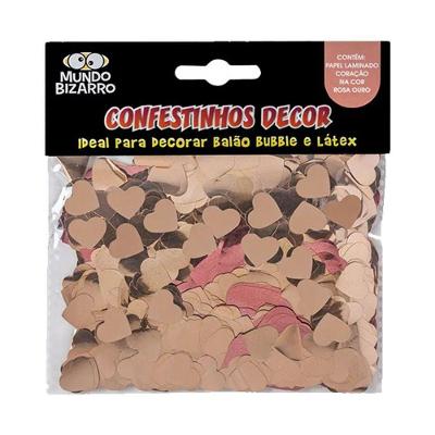 Confete Metalizado Para Balão Coração Rosa Ouro - 25g