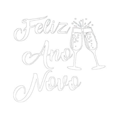 Adesivo Para Balão Feliz Ano Novo - Branco - 17cm
