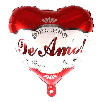 Kit Balão Metalizado Coração Te Amo Vermelho E Branco - 5 Un