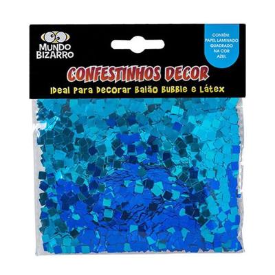 Confete Metalizado Para Balão Quadrado Azul - 25g