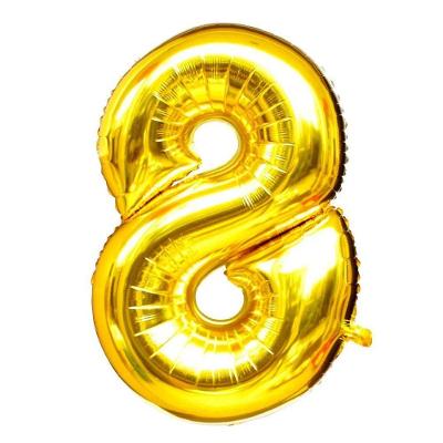 Balão Metalizado Dourado Número 8 - 1 Metro