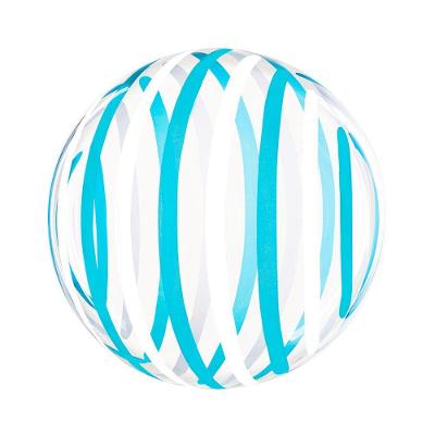 Balão Bubble Estampado Listras Azuis E Brancas - 18 Polegadas