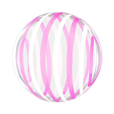 Balão Bubble Estampado Listras Brancas E Rosas - 18 Polegadas