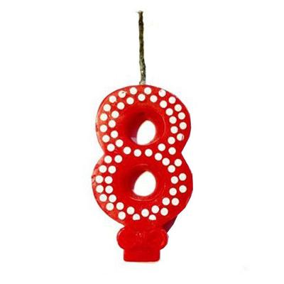 Vela De Aniversário Poá Vermelho - N8