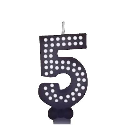 Vela De Aniversário Poá Preto - N5
