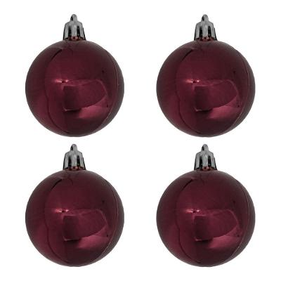 Bola De Natal Vermelha Metalizada 5cm - 4 Unidades