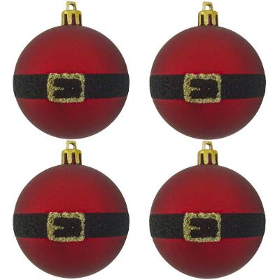 Bola De Natal Vermelha Papai Noel 6cm - 9 Unidades
