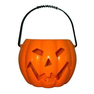 Balde De Abóbora Halloween Laranja Som E Luz