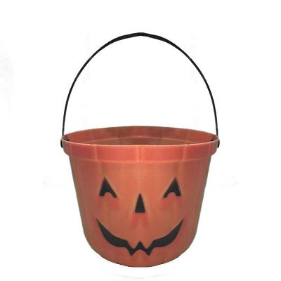 Balde Halloween Abóbora Laranja Com Alça 18cm X 14cm