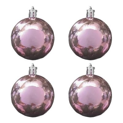 Bola De Natal Rose Metalizada 5cm - 4 Unidades