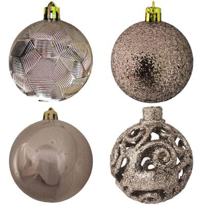 Bola De Natal Rose Gold Misto 6cm - 9 Unidades