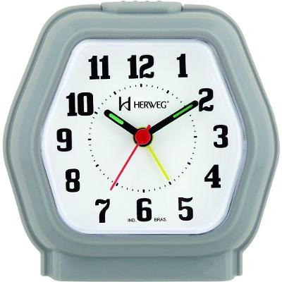 Relógio Despertador Quartz Cabeceira Alarme Luz Cinza - Cinza