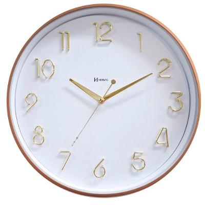 Relógio Herweg Silencioso Alto Relevo 34,6 Cm Dourado - Dourado