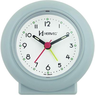 Despertador Analógico Redondo Tradicional Quartz Cinza - Cinza