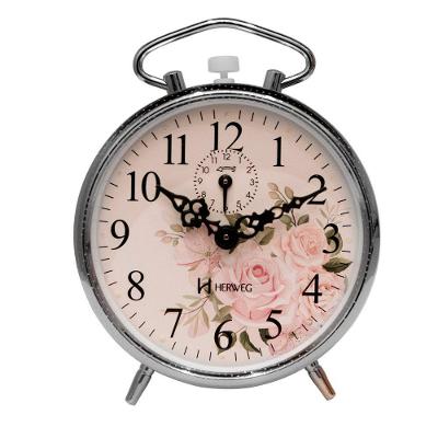 Relógio Despertador Analógico Herweg Cromado