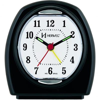 Relógio Despertador Quartz Pilha Pequeno Preto - Preto