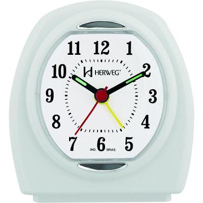 Relógio Despertador Quartz Pilha Pequeno Branco - Branco