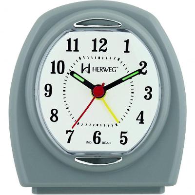 Relógio Despertador Quartz Pilha Pequeno Cinza - Cinza
