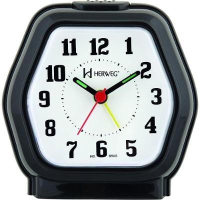 Relógio Despertador Quartz Cabeceira Alarme Luz Preto - Preto