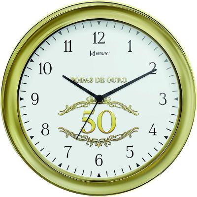 Relógio De Parede Quartz Dourado Metalizado Bodas