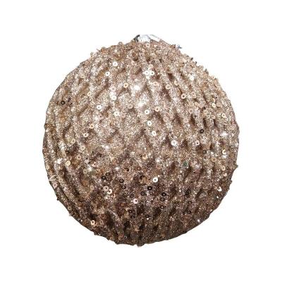 Bola De Natal Losango Ouro Com Glitter 15cm - 1 Unidade