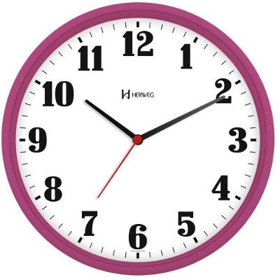 Relógio De Parede Redondo 26 Cm 6126 Herweg Rosa