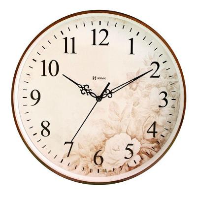 Relógio Herweg Silencioso Floral Vidro 34,6cm 6865 Imbuia Imbuia - Imbuia