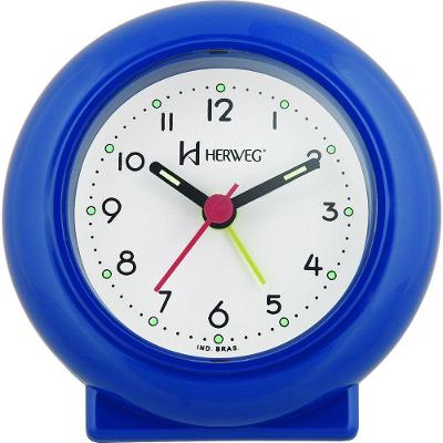 Despertador Analógico Redondo Tradicional Quartz Azul - Azul