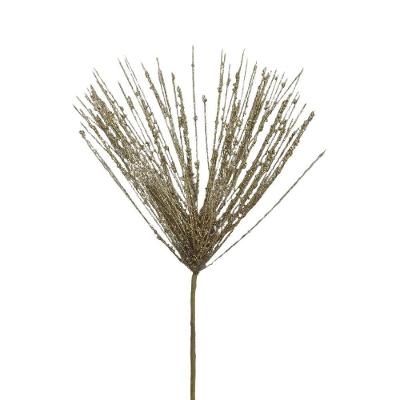 Galho Decorativo Dourado Folhas Glitter Enfeite Natal - 59cm