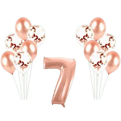 Kit Arranjo De Balões Número 7 Rose Gold - 13 Itens