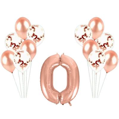 Kit Arranjo De Balões Número 0 Rose Gold - 13 Itens