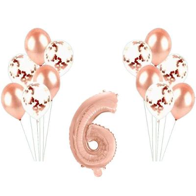 Kit Arranjo De Balões Número 6 Rose Gold - 13 Itens