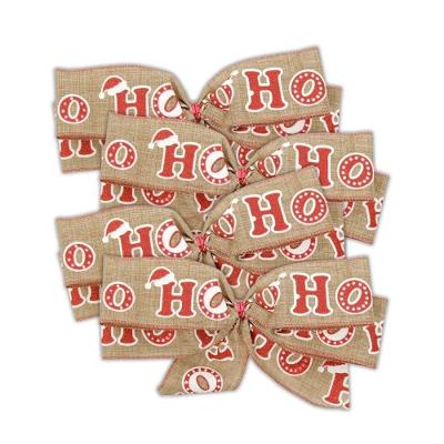 Kit Laços Prontos Natal Cru Papai Noel 25cm - 4 Unidades
