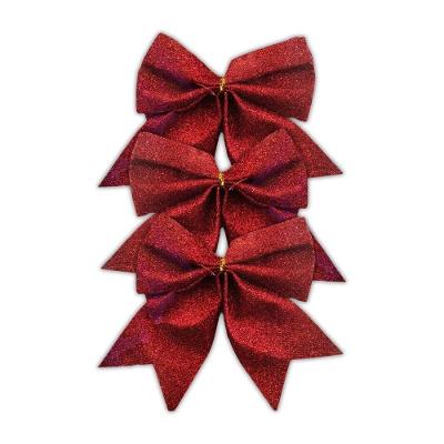 Kit Laços Natal Vermelho Glitter 11cm X 14cm - 3 Unidades