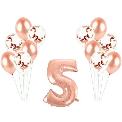 Kit Arranjo De Balões Número 5 Rose Gold - 13 Itens