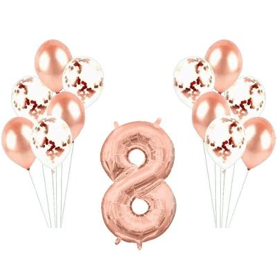 Kit Arranjo De Balões Número 8 Rose Gold - 13 Itens
