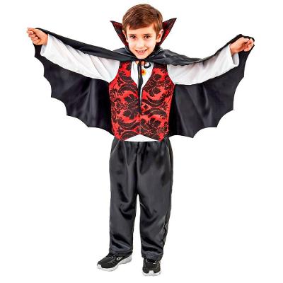 Fantasia Drácula Infantil Longa Com Capa Tamanho G