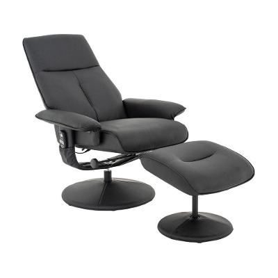 Kit 2 Poltronas De Massagem Reclinável E Giratória Detroit Com Apoio De Pés Pu Preto G56 - Laura Lar