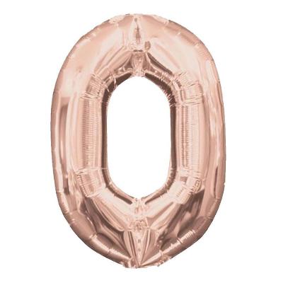 Balão Metalizado Rose Gold Número 0 - 1 Metro