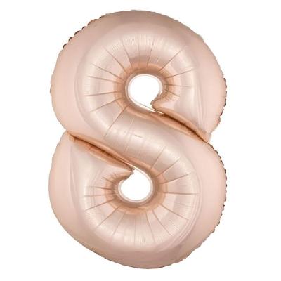 Balão Metalizado Rose Gold Número 8 - 1 Metro