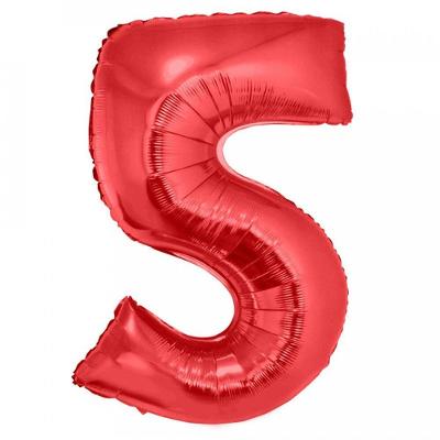 Balão Metalizado Vermelho Número 5 - 1 Metro