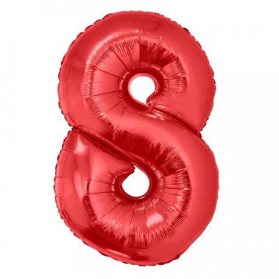Balão Metalizado Vermelho Número 8 - 1 Metro