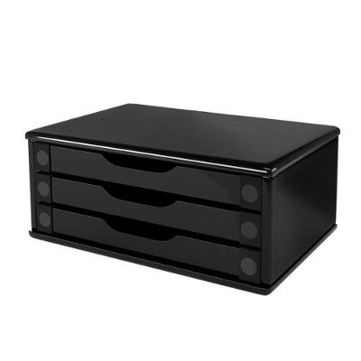 Suporte De Monitor De Madeira Com 3 Gavetas Preto