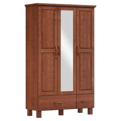 Guarda Roupa Madeira Maciça 3p 2g Espelho 119 Cm 1141 Imbuia Milani Store Imbuia