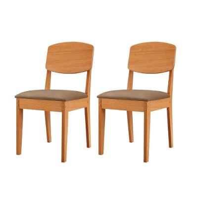 Conjunto Com 2 Cadeiras MDF Copper Para Sala De Jantar Moderna Veludo Capuccino/Naturalle