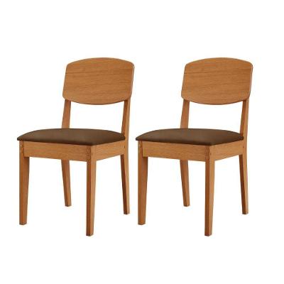 Conjunto Com 2 Cadeiras MDF Copper Para Sala De Jantar Moderna Veludo Marrom/Naturalle