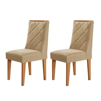 Conjunto Com 2 Cadeiras MDF Isadora Para Sala De Jantar Moderna Turim 07/Naturale